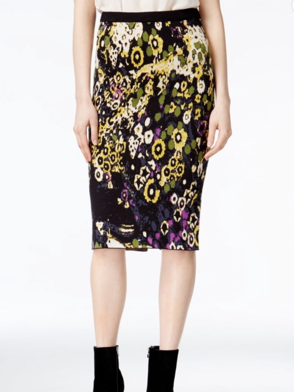 Rachel Roy Deep February Floral Knit Midi Pencil Skirt NWT Size M